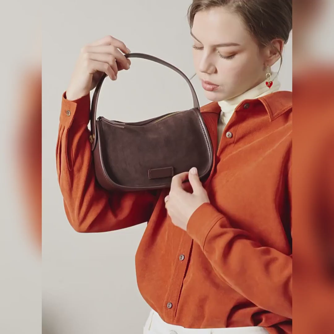 Genuine Leather Shell Bag for Women Matte Cowhide Crossbody Shoulder Handbag Light Luxury