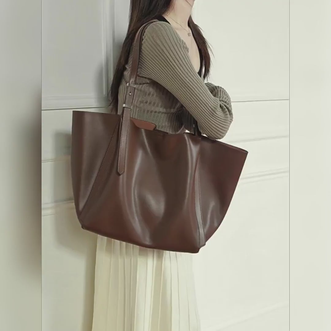 Simone Square Leather Tote
