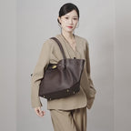 Genuine Leather Large Tote Bag for Women Laptop Shoulder Handbag Dumpling Shape