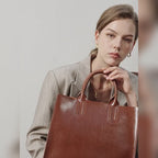 Genuine Leather Oil Wax Cowhide Tote Bag for Women Large Capacity Shoulder Underarm Handbag